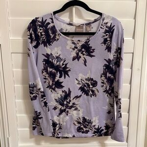 Chico's Lavender Floral Sweater-Blouse